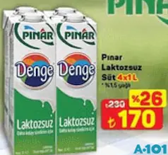 PINAR LAKTOZSUZ SÜT 4X1 L PINAR LAKTOZSUZ SÜT 4X1 L